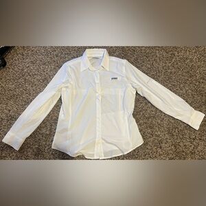 Columbia PFG Tamiami Womens Longsleeve Shirt L White Sun Protection Vented Snap